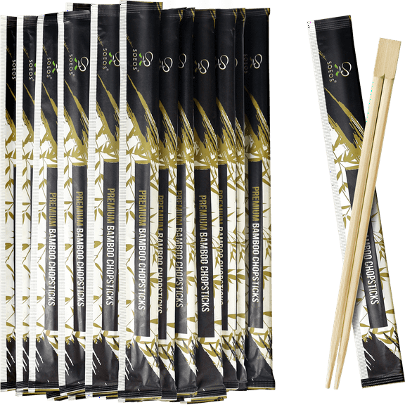 Soeos Premium Disposable Bamboo Chopsticks (50 Sets), Japanese Disposable Chopsticks Bulk, 9''
