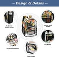 thumbnail image 5 of PVC Transparent Backpacks Clear Backpack for Travel and Outings Black Cat Among Colorful Flowers, 5 of 7