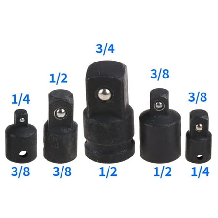 

Impact Socket Adapter & Reducer Set 1/4 to 3/8 1/2 to 3/8 3/4 to 1/2 3/8 to 1/2 3/8 to 1/4 Male to Female 4/5/Single Pc