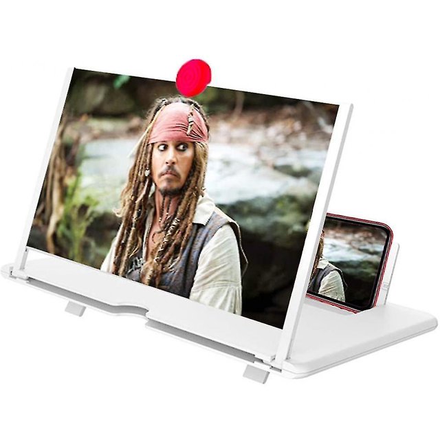 Lupa de pantalla de 12 "3D HD Lupa de teléfono móvil Soporte de pantalla de proyector Todos los teléfonos inteligentes (Blanco)