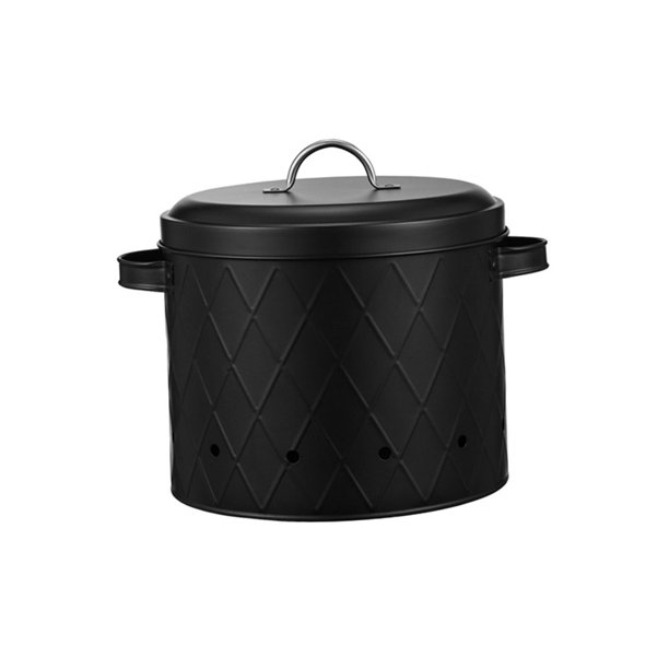 Lata para cebolla, papa y ajo con asas dobles, caja de metal transpirable para Estilo negro A.