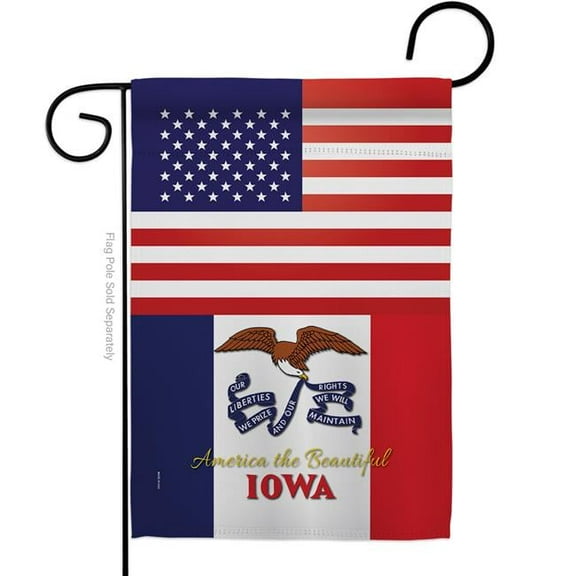 Americana Home & Garden G142567-BO 13 x 18.5 in. USA Iowa American State Vertical Garden Flag with Double-Sided House Decoration Banner Yard Gift