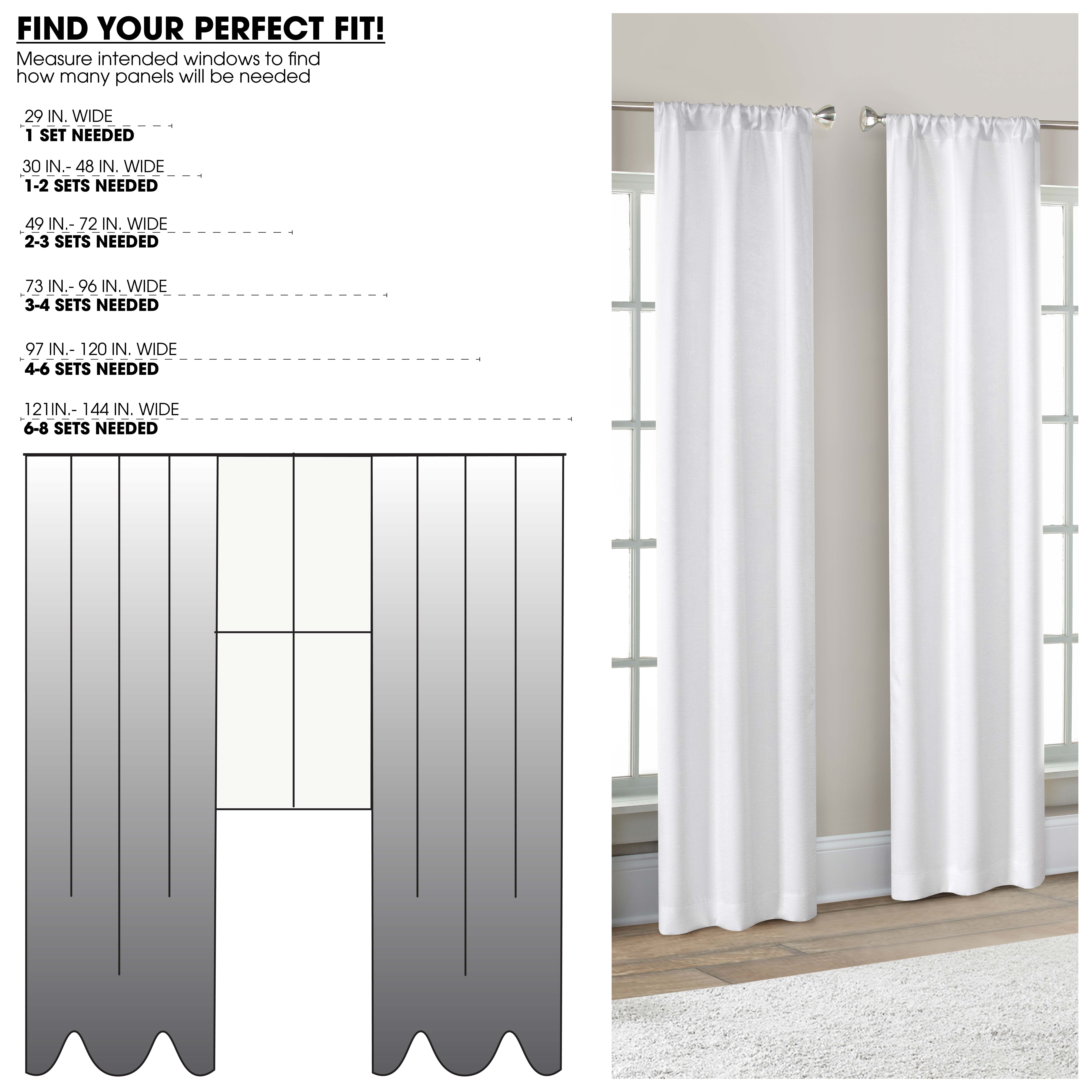 Mainstays 4 of a Kind Blackout Curtain Panels, Set of 4, White, 28" W x 84" L