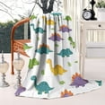 thumbnail image 2 of White Cartoon Dinosaurs Leaves Pattern Blanket,Comfortable Soft Flannel Throw Blanket,All Season,Warm Lightweight Blankets for Sofa Bed Couch Living Room Chair,60"x80", 2 of 4