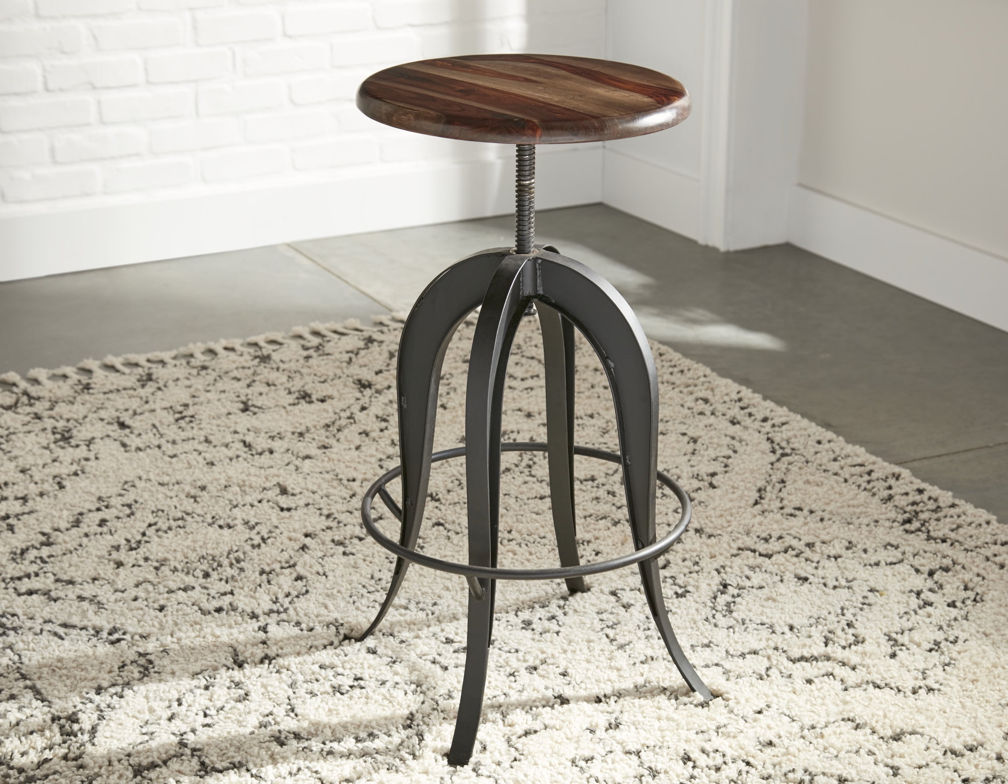 Steve Silver Sparrow Indoor Swivel Backless Adjustable 32" Height Round Bar Stool, Brown
