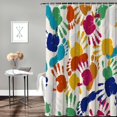 thumbnail image 4 of Shower Curtain Handprint Footprint Shower Curtains for Bathroom Decor Colorful Shower Curtain Sets with Hooks Waterproof Fabric Bath Curtain Standard 72" X 72", 4 of 6