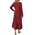 thumbnail image 4 of Mengpipi Women’s Fall Dress Casual Long Sleeve Crew Neck Dress Tiered Maxi Swing Dress with Pockets, 4 of 5