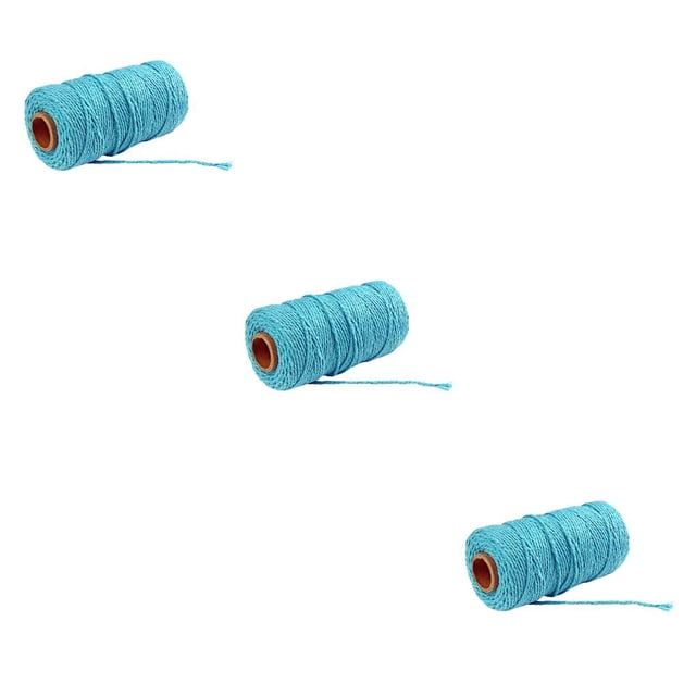 jesticaly Cotton Cord Rope Crafts Macrame String Solid Color Cotton Yarn Rope Home Textiles 91 .5m blue 3Set