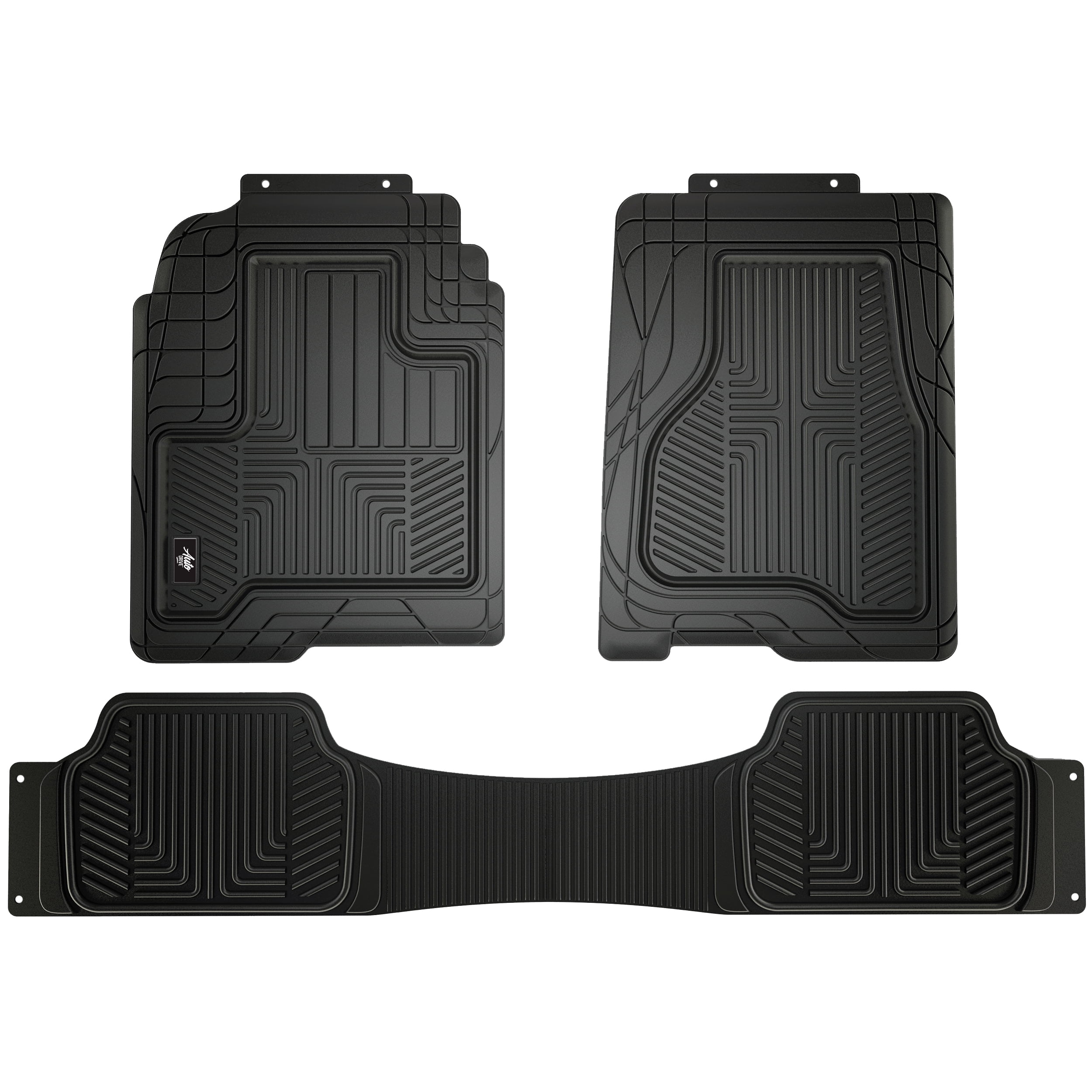 Auto Drive 3 Piece Black Custom Fit Rubber Truck Floor Mats, 82322WDI