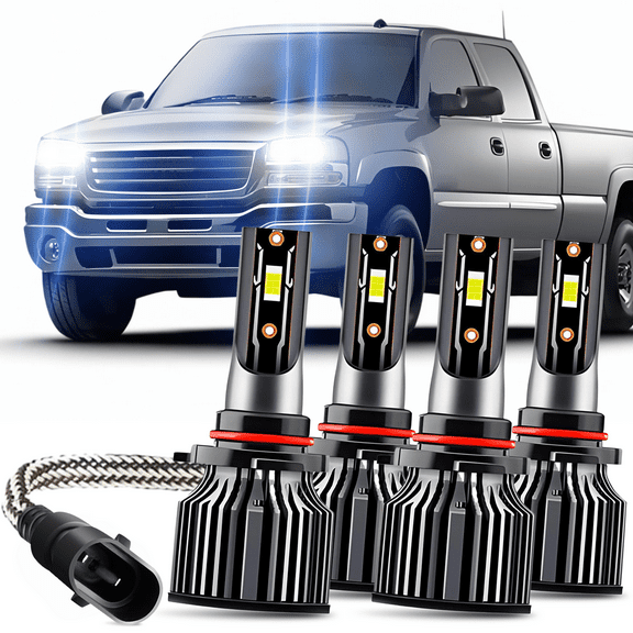For GMC Sierra 1500 2500 1999-2003 2004 2005 2006 LED Headlight Hi-Lo Beam Bulbs 6500K White 4x