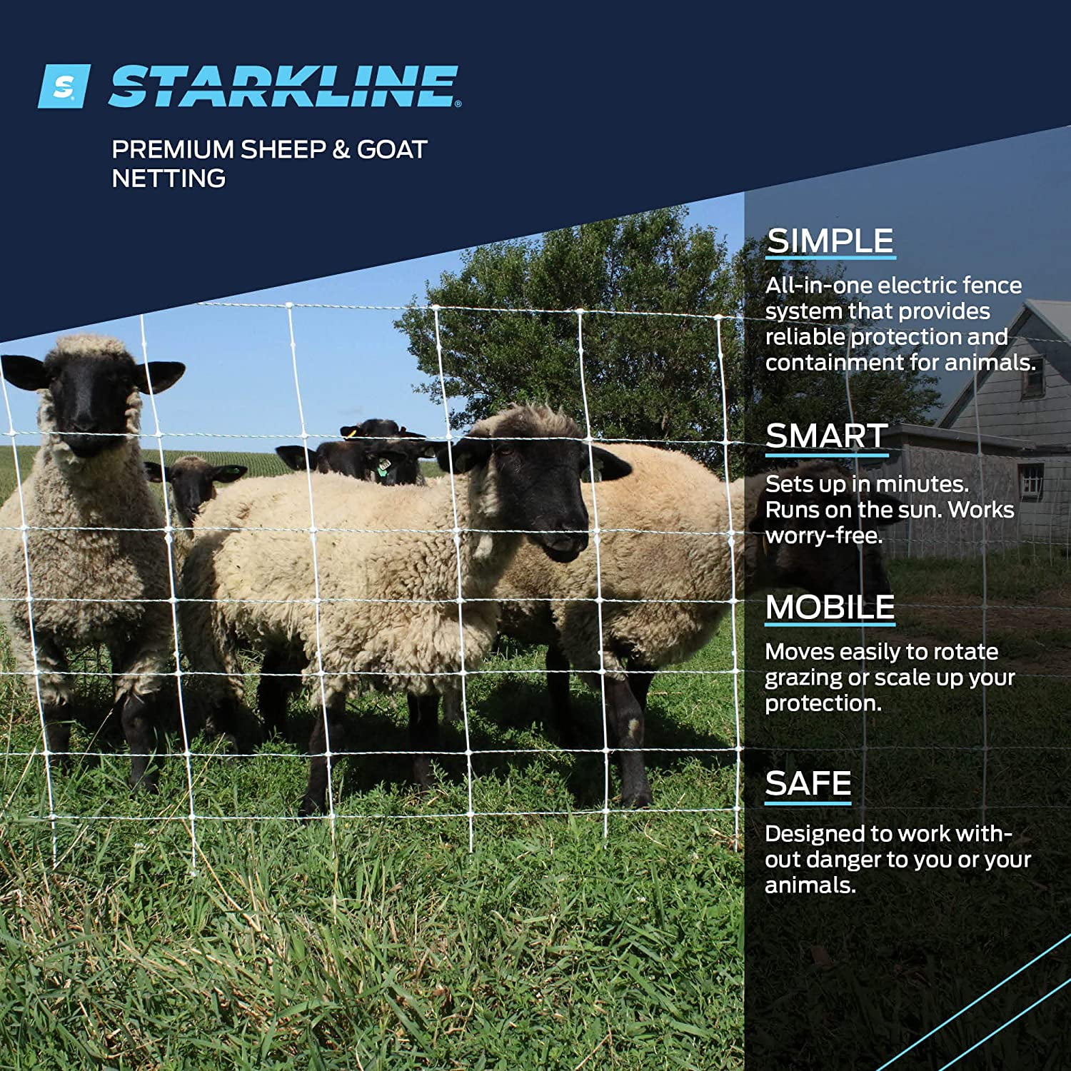 Starkline 35" X 164' Premium Electric Sheep & Goat Netting W/Double ...