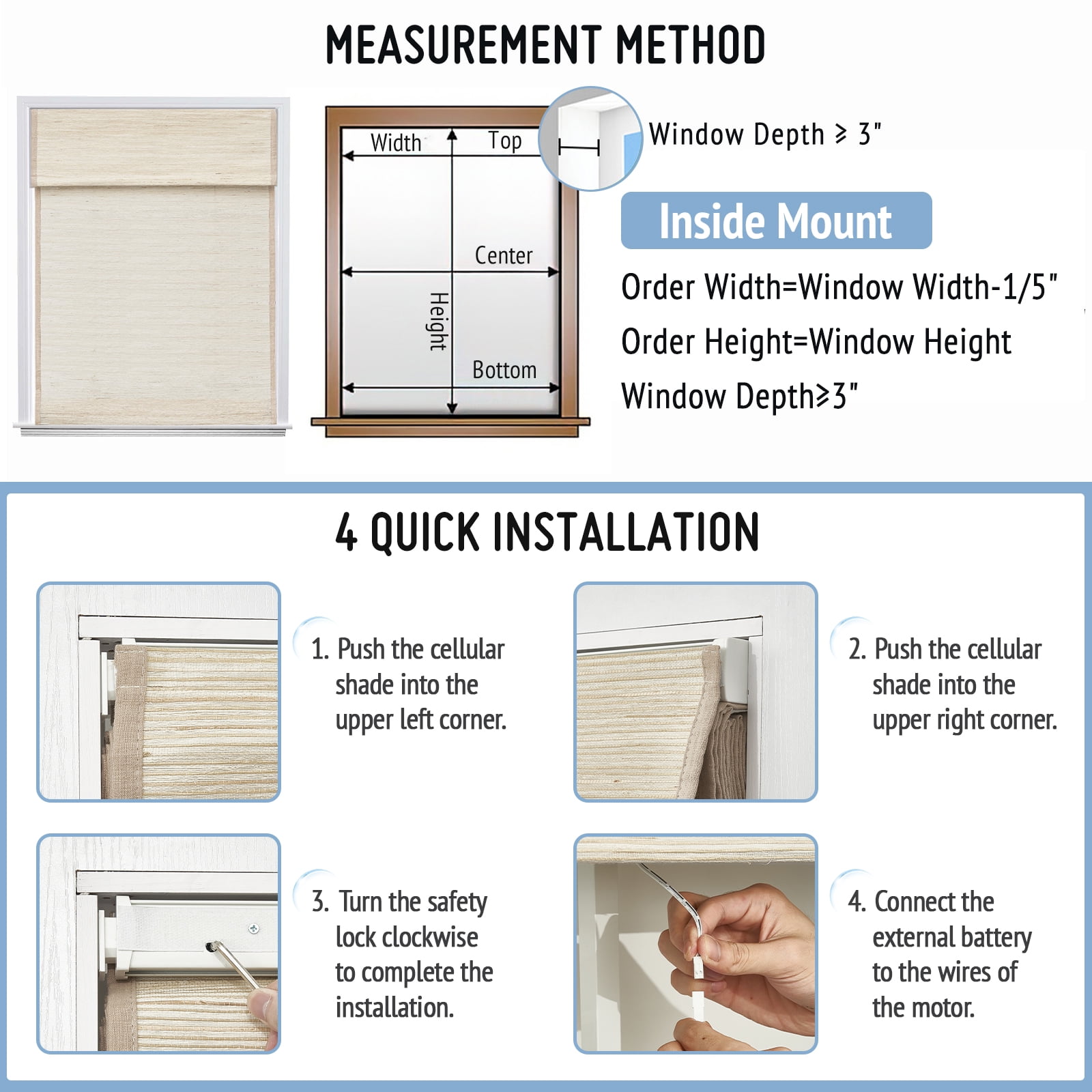 Keego No Drill Motorized Roman Shades Natural Fabric Rechargeable Electric Window Blinds Remote Control Room Darkening Window Treatment - Beige (with Linen, Block 40%-50% Light) - 50"W x 48"H