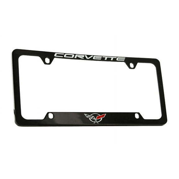 Chevrolet Corvette C5 Black Coated Metal Bottom Engraved License Plate Frame