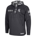 thumbnail image 2 of Men's Colosseum Charcoal Michigan State Spartans OHT Military Appreciation Digi Camo Quarter-Zip Hoodie, 2 of 4