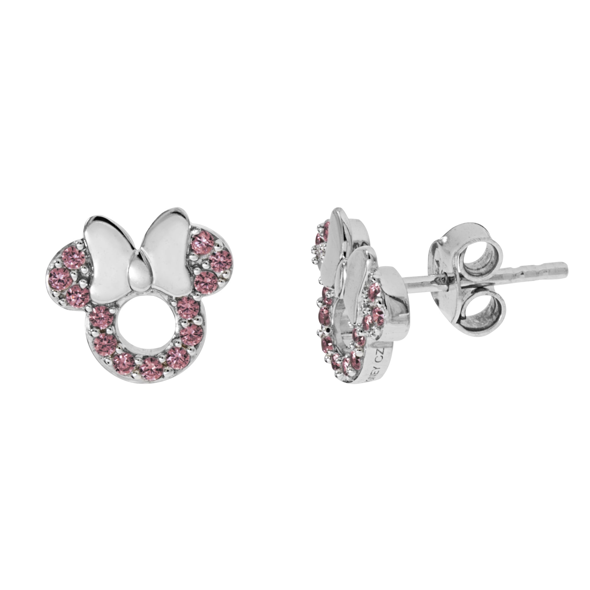 Disney Disney Minnie Mouse Sterling Silver Pave Pink Cubic Zirconia