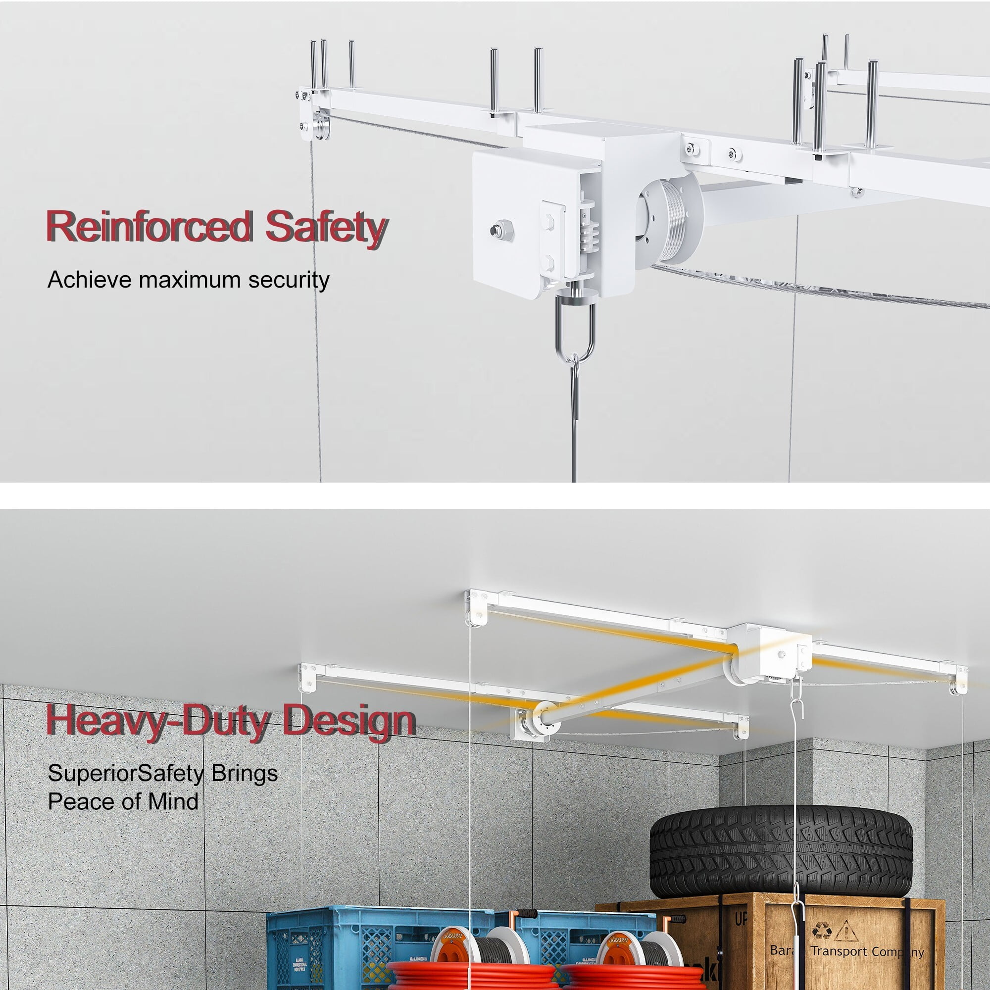 AENKYO Heavy-Duty 270 lbs Capacity Overhead Garage Storage Rack with Safety Lock, 3x6 ft Platform for 10-12 FT Ceilings