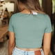 thumbnail image 4 of Camiseta sin mangas de punto acanalado, manga corta, ajustada, elástica, para mujer, citas, trabajo, 4 of 6