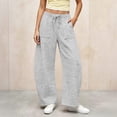 thumbnail image 6 of SYwaren Womens Baggy Casual Pants Curved Hem Drawstring Elastic Waist Loose Athletic Sweatpants with Pockets, 6 of 9