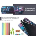thumbnail image 5 of Cauagu Neon Night Cityscape Print Leather Pencil Pen Case - Stationery Bag Portable Stationery Bag Big Capacity Pencil Pouch Cosmetic Organizer Bag for Men & Women, 5 of 7