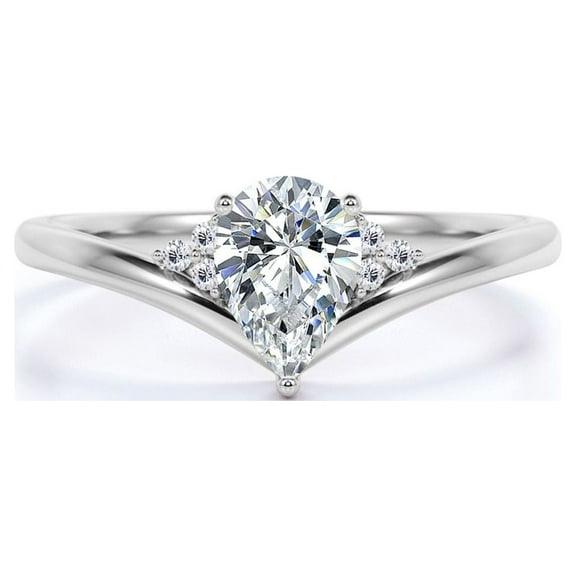 JeenMata 0.30 ct Pear Shaped Diamond Vintage Style Wedding Ring in 10K White Gold