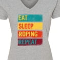 thumbnail image 4 of Inktastic Calf Roping Rodeo Eat Sleep Roping Repeat Women's V-Neck T-Shirt, 4 of 5