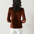 thumbnail image 7 of Women's Long Sleeve Velvet Shirts Soft Crew Neck Dressy Casual Blouses with Ruffled Detailing Solid Color Tops (L, Coffee), 7 of 7