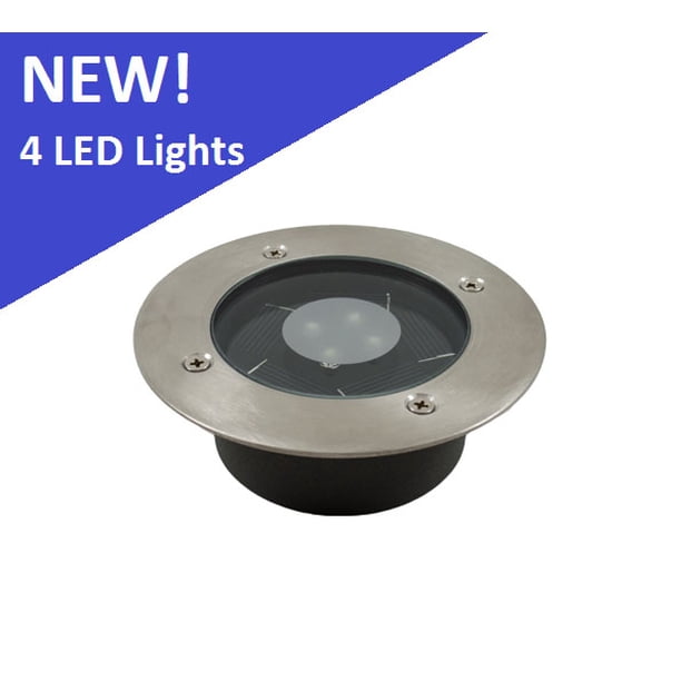 Solar White LED Round Recessed Deck Dock Patio Light
