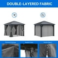 thumbnail image 4 of Dextrus 10x10ft Hardtop Gazebo with Nettings and Curtains,Heavy Duty Galvanized Steel Outdoor Vertical Stripes Roof for Patio, Backyard, Deck, and Lawns (Grey), 4 of 5