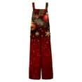thumbnail image 3 of Women's Christmas Printed Jumpsuit - Loose Casual Versatile Romper, Dark Red Size L, 3 of 6