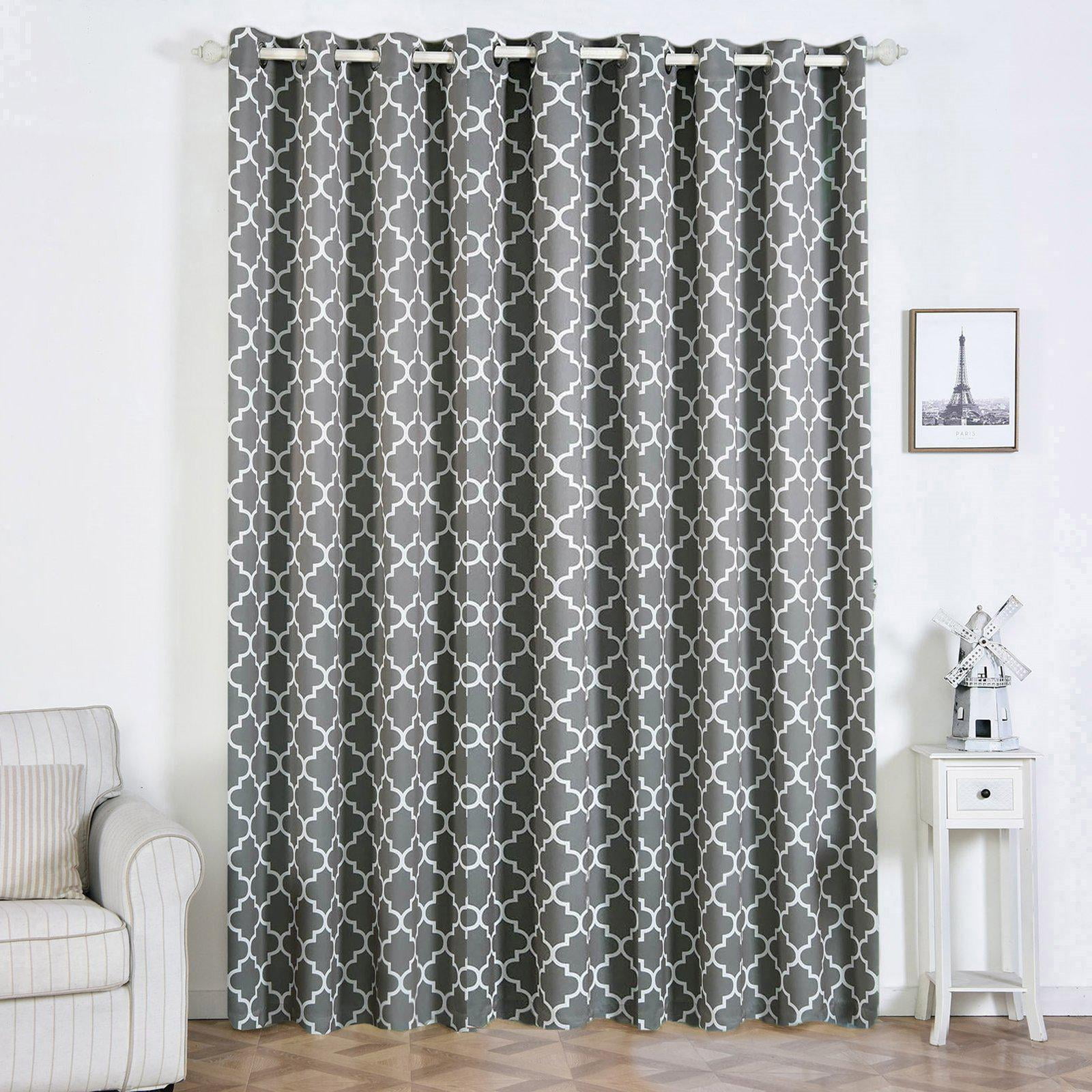 Trellis Curtain Panels | 2 Packs | White & Charcoal Grey Blackout 