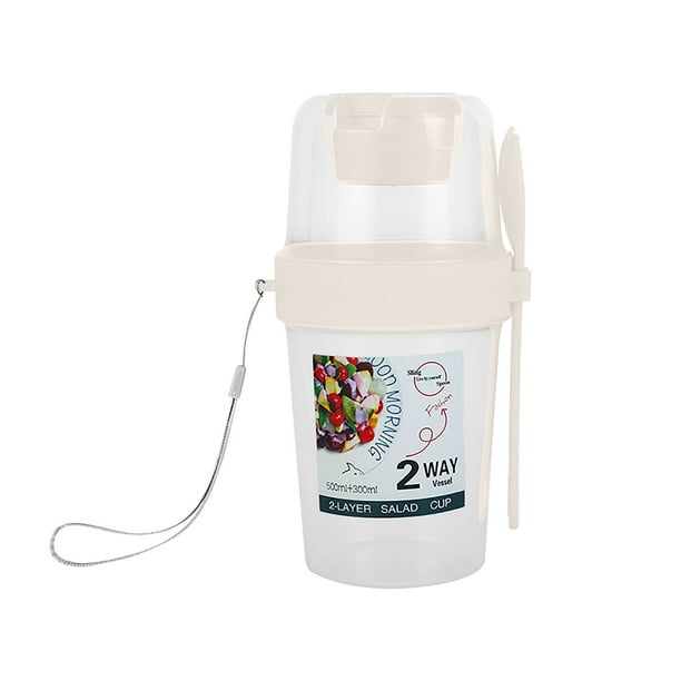 Taza de Desayuno, Taza, Comida Ligera Portátil para Frutas y Verduras con Tapa de Tenedor, Taza de Yogur, Taza