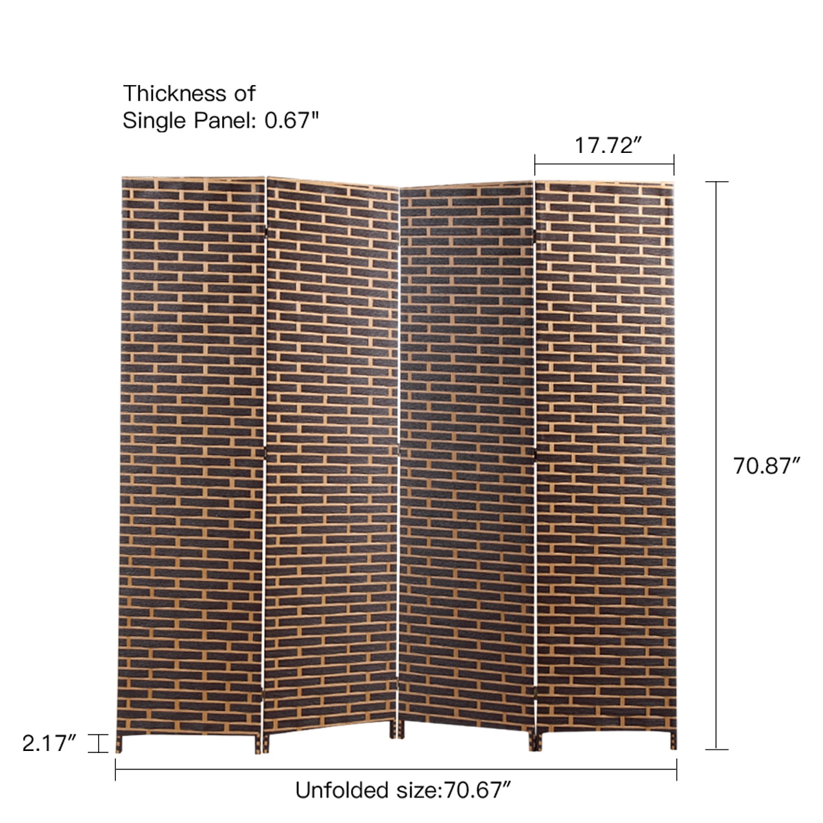 Kadyn 4 Panel Folding Weave Fiber Room Divider for Home, Portable Privacy Room Screen for Office, Dark Brown Kadyn 4 Panel Folding Weave Fiber Room Divider for Home, Portable Privacy Room Screen for Office, Dark Brown