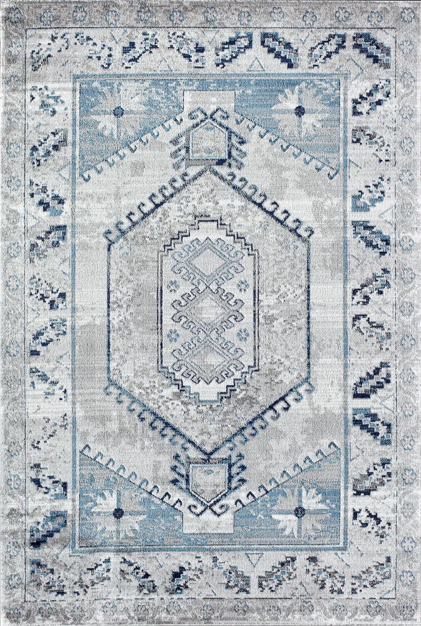 Freida FY10A Misty Blue Vintage Farmhouse Gray Area Rug, 2'6"x8'
