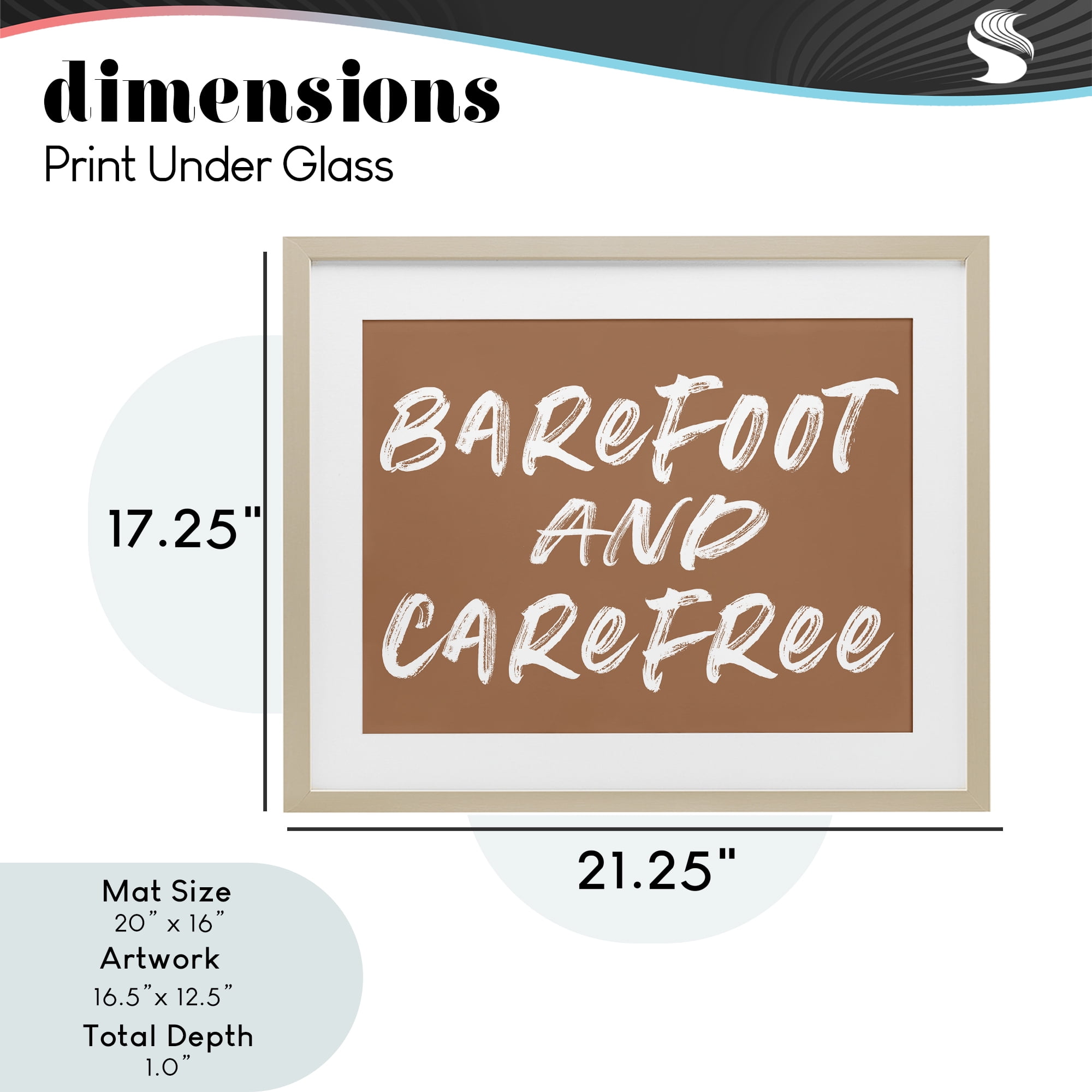 Barefoot & Carefree Brown Birch Framed Print Under Glass, design by Lettered and Lined