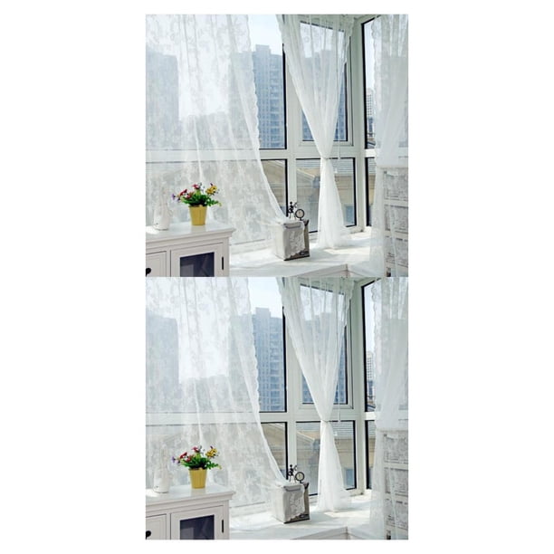 Wosthever Cortinas de tul de aplicación amplia blanca y cortinas de ventana con filtrado de luz, cortina transparente para dormitorio, Blanco 145cm*100cm250G 2Conjunto