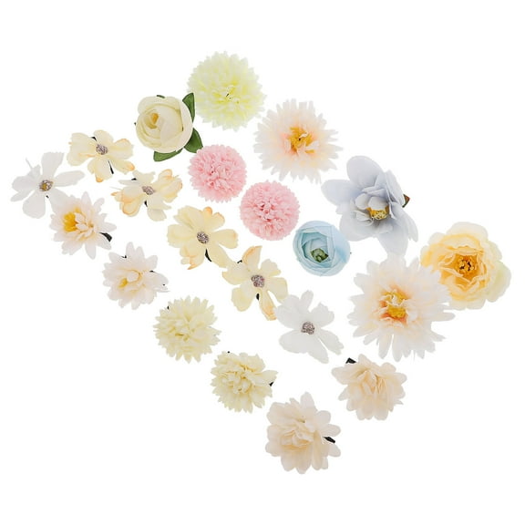 UPKOCH Flower Small Bobby Barrettes 21Pcs for Toddler Kids with Assorted Color Silk Cloth