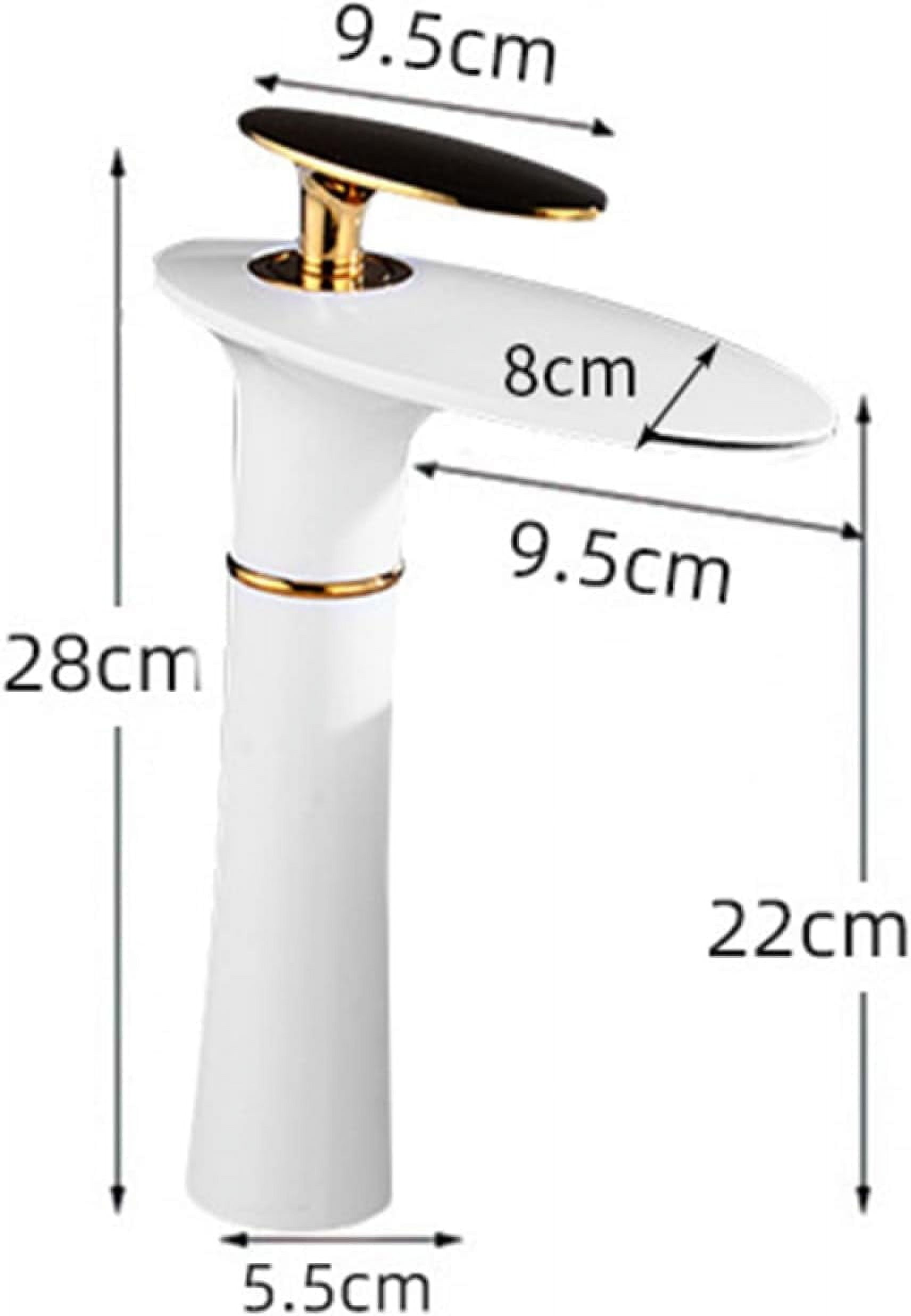 Basin Faucet Waterfall, Sink Faucet Hot and Cold Mix Tap, Brass Faucet Bathroom, Waterfall Single Handle Bathroom Sink Faucet, White Gold B, Short