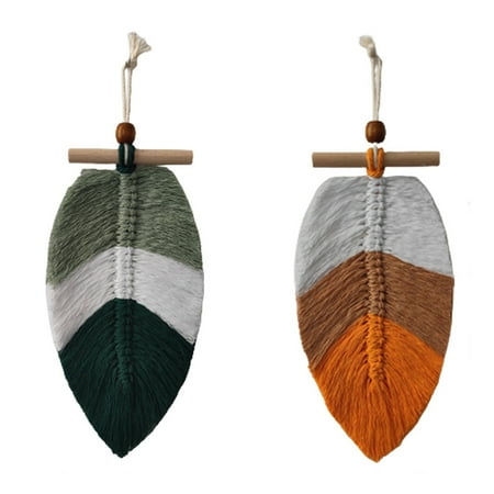 

Woven Leaf Hanging Set of 2 Gifts for Woman Handmade Pendant Holiday Decorations Leaf Hanging Knitted Pendant