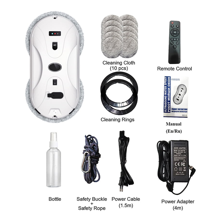 Intelligent Window Cleaner Robot With Automatic Dual Water Sprayer High Suction Vacuum Cleaner Window Washer Electric Glass Cleaning Machine Remote Control for Home