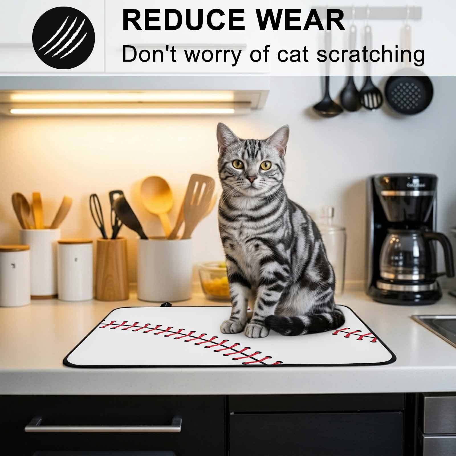 Baseball Stove Top Cover for Electric Stove, Heat-proof & Non Slip Glass Top Stove Cover Protector, Modern Minimalist Red Lines Kitchen Flat Cooktop Rubber Mat 24x21 Inches