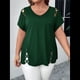 thumbnail image 4 of Blusas Tipo Túnica de Corta para Mujer, con Escote en V Recortado, Elegantes, Informales, Holgadas y Largas Verde Oscuro 4XL, 4 of 7
