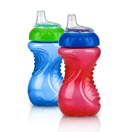 Nuby No Spill Easy Grip Trainer Cup 10 oz, Blue/Red - 2