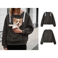 thumbnail image 4 of Womens Dog Pouch Hoodie Oversized Puppy Kitten Holder Carrier Hoodie Creative Long Sleeve Oversized Pocket Pullover Shirt for Women Warm Fall Winter Clothes, 4 of 5
