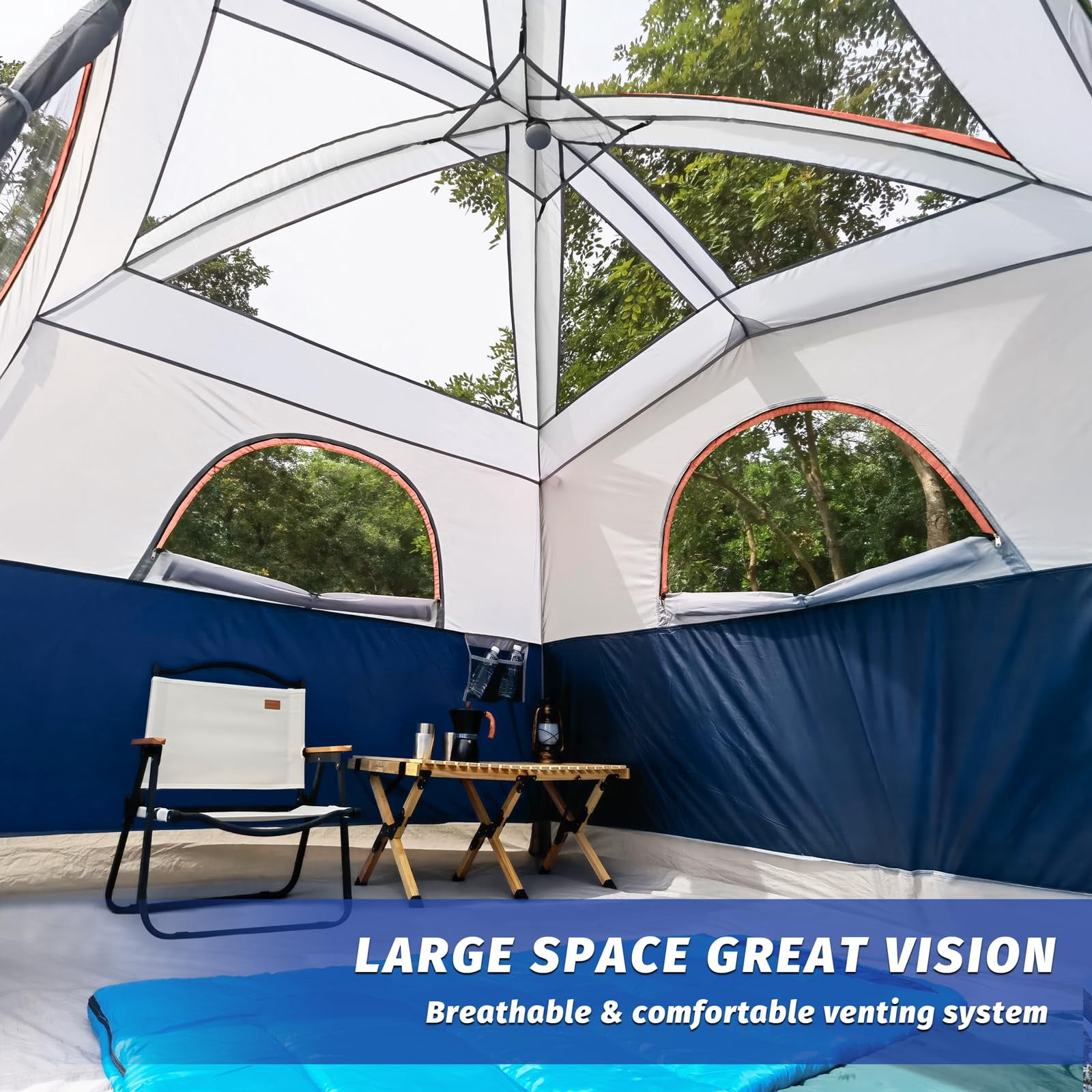 Tents 6 Person Waterproof Windproof Easy Setup Double Layer Family Camping Tent With 1 Mesh Door & 5 Large Windows -10'x9'x78in(h)