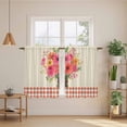 thumbnail image 2 of Spring Flowers Tier Curtains 54 Inch Length, Vintage Pastoral Floral Leaves Farm Checkered Cafe Short Curtains for Bathroom Sink, Small Kitchen Curtain Light Filtering Drapes 2 Panels 27.5"Wx54"L, 2 of 8