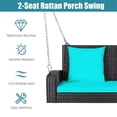 thumbnail image 4 of Pemberly Row 2 Person Patio Rattan Hanging Porch Swing Bench Chair Turquoise, 4 of 8