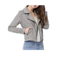 thumbnail image 6 of INSPIRE CHIC Women's Motorcycle Jacket Faux Suede Solid Color Asymmetric Zipper Jacket XS Gray, 6 of 9