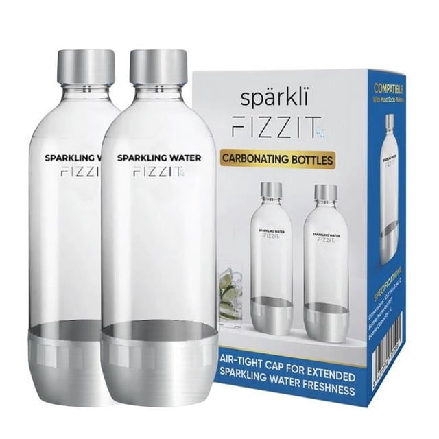 Bouteille de Remplacement pour Machine à Eau Pétillante Gazéifiée Sodastream 1 Litre / Lot de 2
