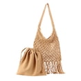 thumbnail image 2 of Eolstice Hollow Out Woven Beach Bag for Women, Handmade Tassel Shoulder Tote, Trendy Forest Style Purse, Summer Boho Vacation Travel Handbag, 2 of 7