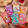 thumbnail image 3 of 6 Pcs 2026 Année du Cheval Dessin Animé Poney Brodé Printemps Chanceux Enfants Festival Sac à Argent Rouge, 3 of 8